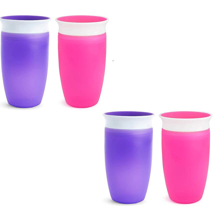 Vaso antiderrame 360° Miracle de Munchkin - Rosa/Naranja - 295 ml - 2 unidades - de Munchkin