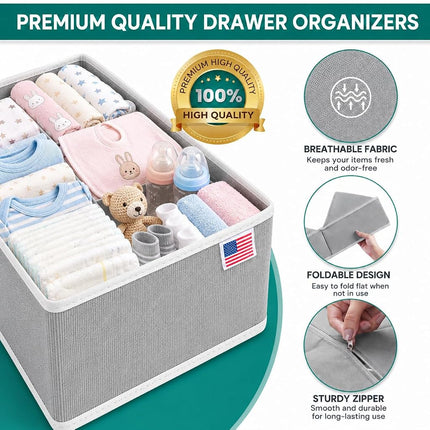 RFAQK 18 Pack Drawer Organiser-Wardrobe Clothes Organiser for Underwear, Socks, Bras, Ties– Closet & Wardrobe Storage draw organiser-Foldable drawer dividers for Bedroom & Nursery Essentials