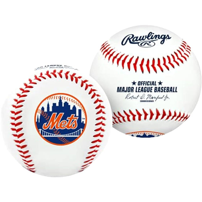 Rawlings MLB New York Mets Team Logo Baseball, Official, White