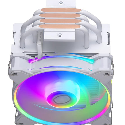 Cooler Master Hyper 212 Halo CPU Air Cooler - Pure White Aluminium Finish, 4 Continuous Direct Contact Heat Pipes with Fins, MF120 Halo2 ARGB Fan, ARGB Auto Detect, LGA1700 & AM5 Brackets - White