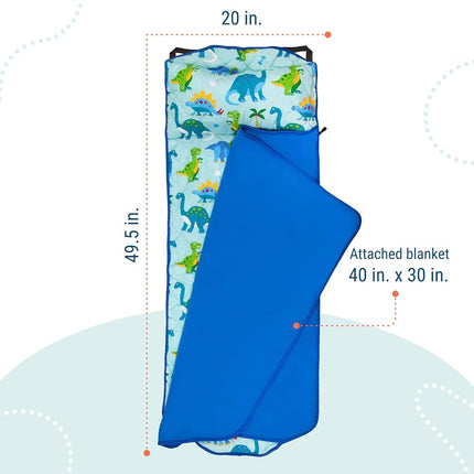 Wildkin Quilted Kids Nap Mat – Soft Microfiber with Pillow & Elastic Straps for School & Travel - Heroes