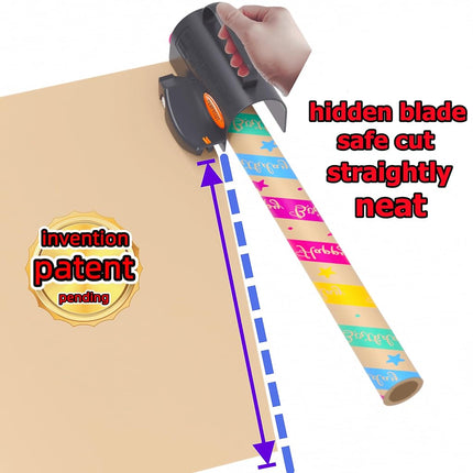 PERFYCUT Wrapping Paper Cutter with 3 Replaceable Blade Sets for Birthday Paper Gift Wrapping Paper Roll Cutter and Christmas Wrapping Paper Cutter Tool Tube Holder Dispenser Slidding Trimmer Slicer.