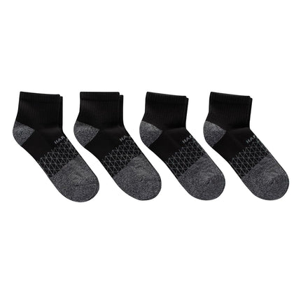 Hanes Men's Absolute Active Cushioned Ankle, Moisture Wicking Socks, Seamless Toe, 4-Pack, Black/Gray Marl, 4.5-12 UK