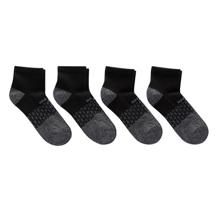 Hanes Men's Absolute Active Cushioned Ankle, Moisture Wicking Socks, Seamless Toe, 4-Pack, Black/Gray Marl, 4.5-12 UK