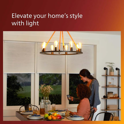 Philips LED Vintage Flicker-Free Amber Straight ST19, Dimmable, Eyecomfort Technology, 700 Lumen, Amber Light(2000K), 8.8W=75W, Title 20 Certified, E26 Base, 2-Pack, (565969)