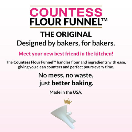 Countess Flour Funnel™ - Stand Mixer Attachment by The Cookie Countess (White)