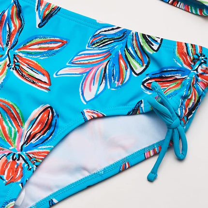 Kanu Surf Maillot de bain 2 pièces tankini avec col bénitier et protection UPF 50, motif floral Charlotte Aqua, taille 12 pour fille