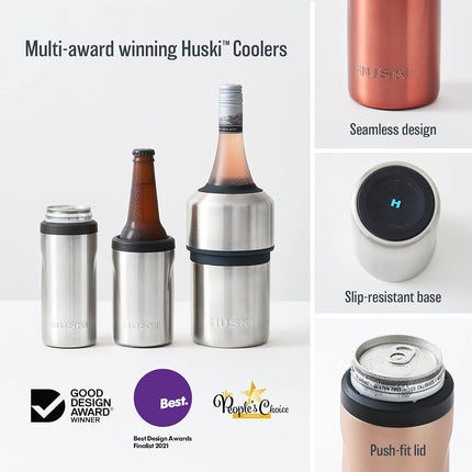 Huski Seltzer Cooler | NEW | Premium 12oz Skinny Drink Holder for Hard Seltzer, Beer, Soda Slim Cans | Triple Insulated 316 Stainless Steel | Seamless Design | Works as a Tumbler (Rosé)