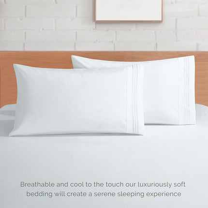 Elegant Comfort Luxury Soft 1500 Premier Egyptian 4-Piece Premium Hotel Quality Wrinkle Resistant Coziest Bedding Set, All Around Elastic Fitted Sheet, Deep Pocket up to 16inch, Full, White