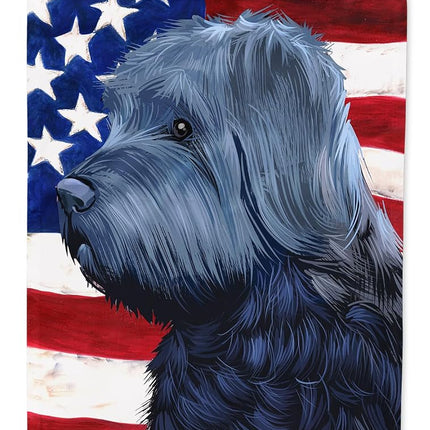 Caroline's Treasures CK6453CHF Bandera estadounidense Bouvier des Flandres, lienzo, tamaño casa, grande, multicolor