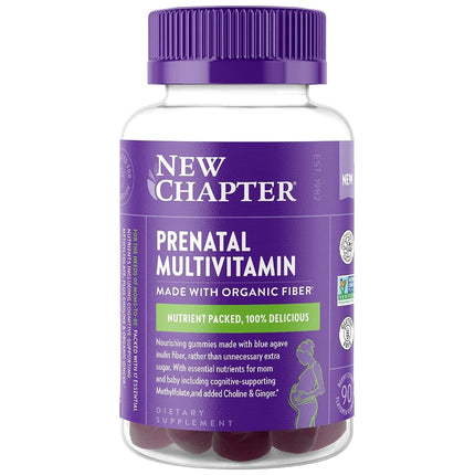 New Chapter Prenatal Multivitamin Gummies – 71% Less Sugar, Prenatal Gummies for Mom & Healthy Baby with Prenatal Vitamins Methylfolate, D3, Choline & Ginger, Non-GMO, Gluten Free, Berry Citrus, 90ct