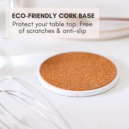 Ceramic Marble Coasters Set of 6, Absorbent Drink Coasters for Table