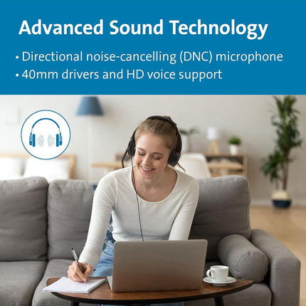 Kensington H1000 USB-C On-Ear Headset, Ultra Comfortable Professional Wired HD Audio Computer Headphone Device with Noise-Canceling Microphone, LEDs & 40mm Drivers, Universal Plug & Play (K83450WW)