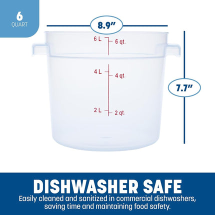 Carlisle FoodService Products StorPlus Round Food Storage Container for Serving and Storing Hot or Cold Food, 6 Qt, 1 Count, Translucent