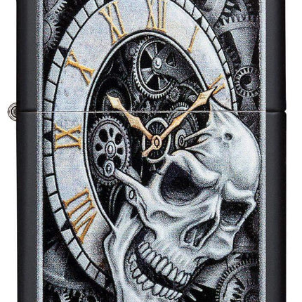 Zippo Clock Skull Zippo Clock Skull Lighter, Black Matte