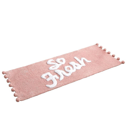 VCNY Home | Collection fraîche | Tapis de bain – Pompons Ultra Doux – Absorption optimale pour la salle de bain, 60 x 150 cm, Rose poudré