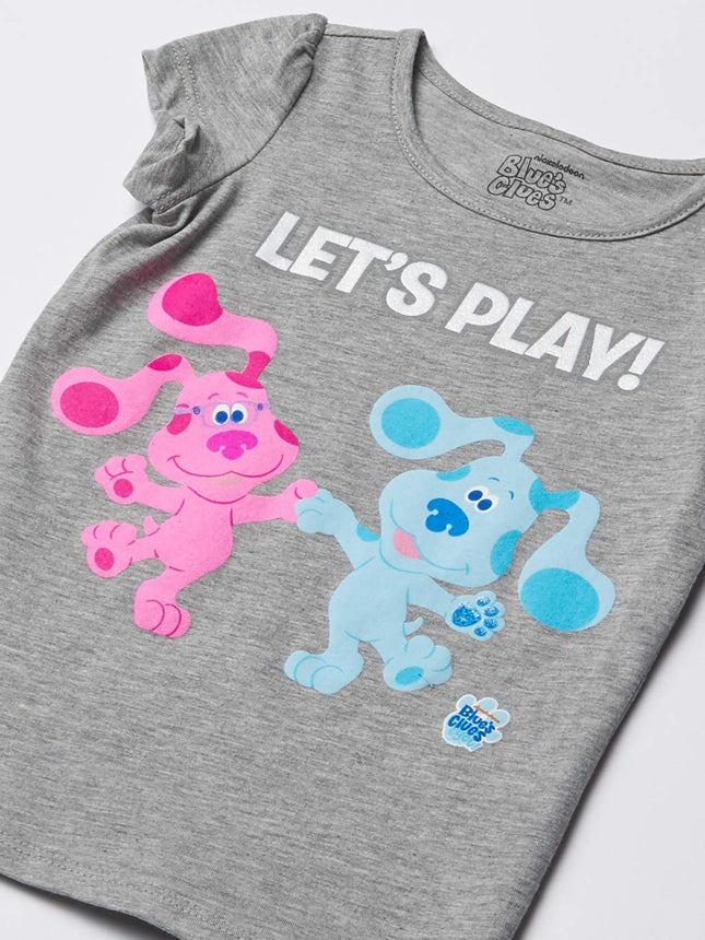 Nickelodeon Blue's Clues & You Be You Toddler Girls Short Sleeve Tee Shirt-Blue & Magenta - Grey - 4 Years