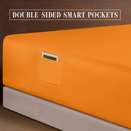 Elegant Comfort 4-Piece Bed Sheet Set - Luxury Bedding 1500 Premium Hotel Quality Microfiber, All Around Elastic 18-24 Inches Deep Fitted Sheet- Extra Deep Pocket Sheets, King, Persimmon