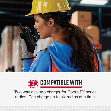 Station de charge de bureau 6 voies pour talkie-walkie professionnel Cobra PX avec câble de charge USB - Chargeur portable de bureau, compatible avec les modèles professionnels PX650