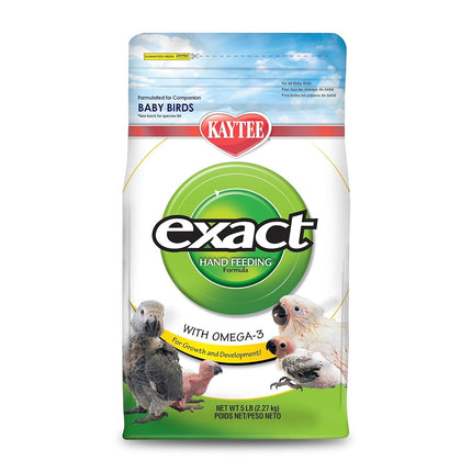 Kaytee Exact Hand Feeding Pet Bird Baby Food For Parrots, Parakeets, Lovebirds, Cockatiels, Conures, Cockatoos, and Macaws, 5 Pound