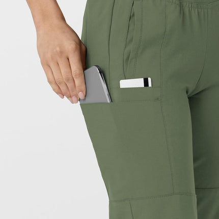 WonderWink Women's Comfort Waist Cargo Jogger Pant, Olive, Medium Petite