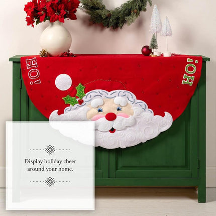 Bucilla, Jolly Santa, Felt Applique Christmas Tree Skirt Making Kit, Perfect for Holiday DIY Needlepoint Arts and Crafts, 89640E