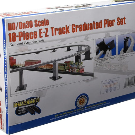 Bachmann Trains 18-Piece Graduated Pier Set (HO Scale, Compatible with On30, White, HO Scale)