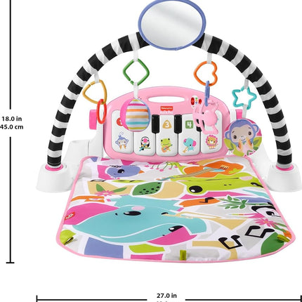Fisher-Price Baby Activity Mat Glow and Grow Kick & Play Piano Gym, Portable Musical Toy with Smart Stages Learning, Ages 0+ Months, Pink