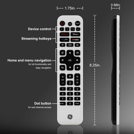 GE Rechargeable tv Remote and Control, Universal Remote for Samsung, Apple, Sony, Roku, LG Smart TVs, 4-Device, 80984