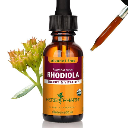 Herb Pharm Certified Organic Rhodiola Root Extract for Energy, Endurance and Stamina, Organic Cane Alcohol, 1 Ounce