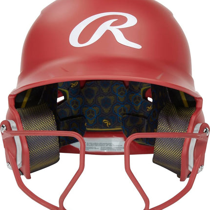 Rawlings | Casco de bateo de sóftbol MACH HI-VIZ | Protector facial adjunto | Escarlata | Senior - 6 7/8" - 7 5/8"