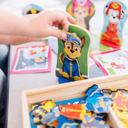Melissa & Doug PAW Patrol Wooden Magnetic Pretend Play – 64-Piece Set with Chase, Marshall, Skye & Rubble – Mix & Match Outfits for Interactive Storytelling – Toy for Kids Age 3 Plus