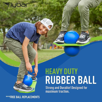 Flybar Pogo Trick Ball para niños – Tabla de equilibrio con superficie antideslizante – Bomba incluida – Juguetes para interior y exterior para niños y niñas – Forma divertida de reducir el tiempo de pantalla – Soporta hasta 72 kg – A partir de 6 años