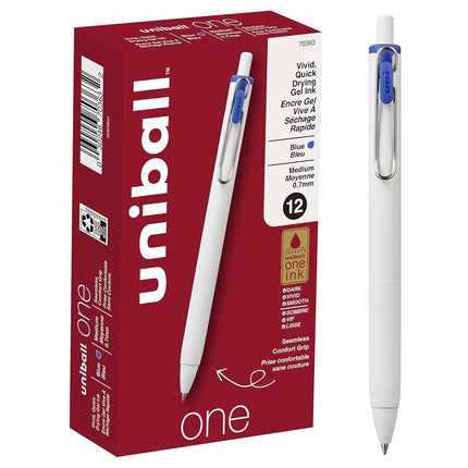 Uni-ball Uniball One Gel Pen, 12 Blue Pens, Medium Point 0.7 mm Gel Pens, Fine Point, Smooth Writing Pens, Home Office Supplies by, Colored Pens, Ink Pens, Ballpoint Pens, Bulk Pens for Journaling