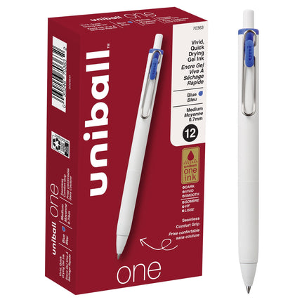 Uni-ball Uniball One Gel Pen, 12 Blue Pens, Medium