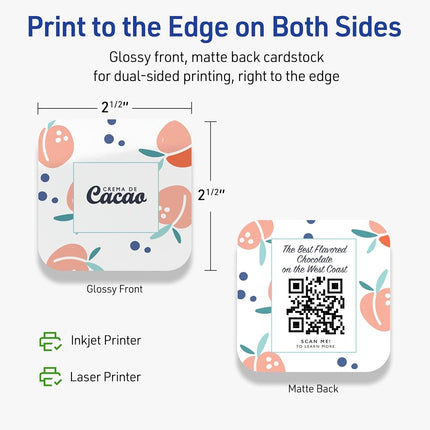 Avery Printable Square Rounded Corner Business Cards, Sure Feed Technology, 2-1/2" x 2-1/2", Glossy White Cardstock, Print-to-the-Edge, Laser/Inkjet, 90 Total