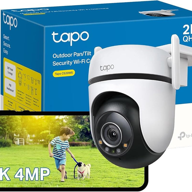Tapo 2K 4MP Pan/Tilt Outdoor Wired Wi-Fi Security 