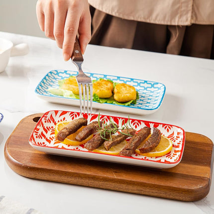 Cerkik 8.1" x 4.5" Ceramic Rectangle Salad Plates Set of 6