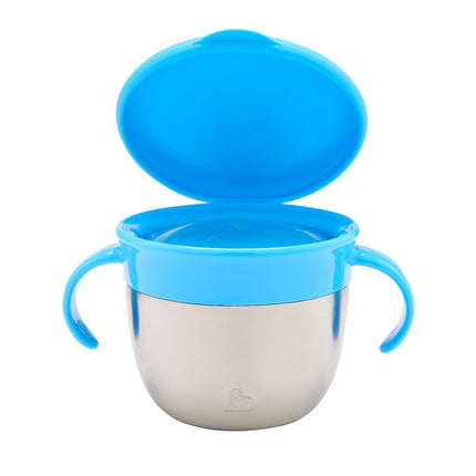 Munchkin� Snack+� Stainless Steel Snack Catcher Cup with Lid, 9 Ounce, Blue, 1 Pack