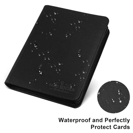 Foalgo 16 Pocket Trading Card Binder, GERMUN PU Cover, Black, Holds 1024 Cards, Double Sided, MTG, TCG