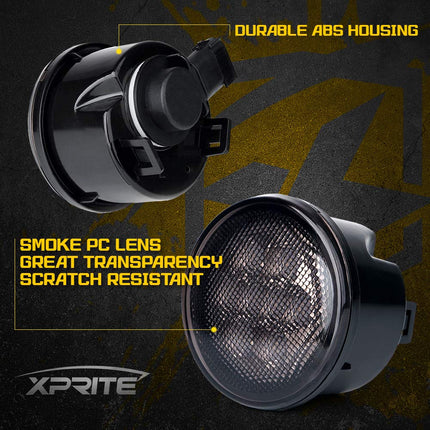Xprite Amber LED Front Turn Signal Light Assembly with Smoke Lens for 2007-2018 Jeep Wrangler JK & Wrangler Unlimited JKU