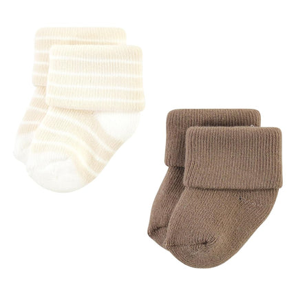 Hudson Baby Unisex Baby Cotton Rich Newborn and Terry Socks, Beige Stripe, 0-6 Months, Beige Stripe 12 Pack, 0-6 Months