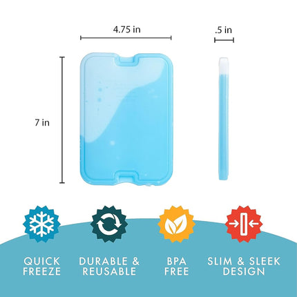 Cool Coolers de Fit + Fresh, paquete de 8 unidades de bloques de hielo delgados XL, bloques de hielo reutilizables de congelación rápida que ahorran espacio para loncheras, bolsas de almuerzo o neveras, morado