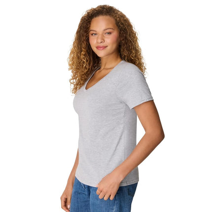 Hanes Perfect-T V-Neck T-Shirt, Cotton Short Sleeve Tee for Women, 1 or 2 Pack, Light Steel - 1 Pack, 3XL
