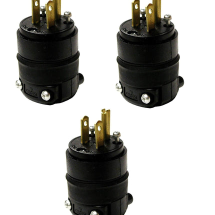 Leviton Commercial Rubber 15A Black Grounding Plug