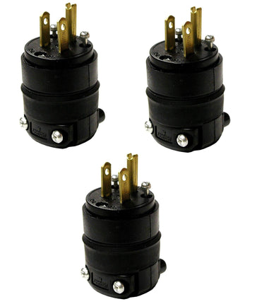 Leviton Commercial Rubber 15A Black Grounding Plug