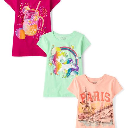 The Children's Place Girls' Unicorn Short Sleeve G