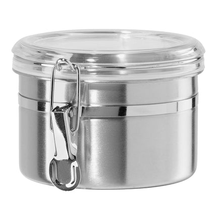 Oggi 26-Ounce Stainless Steel Canister with Clear Arylic Lid and Locking Clamp
