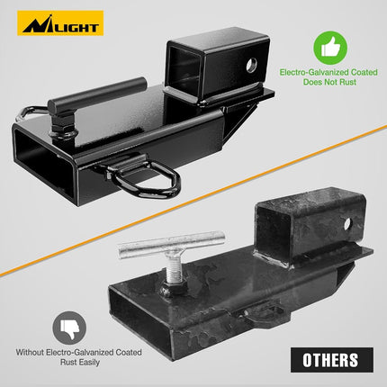 Nilight Forklift Trailer Hitch Attachment Fits 2 Inch Receiver Clamp on Pallet Fork Trailer Towing Adapter with Safety Chain & 5/8” Hitch Pin Clip Black
