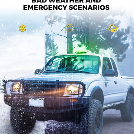 Xprite Upgraded 12" 72LED Rooftop Mini Strobe Lights, Emergency Safety Flashing Beacon Light Bar with Magnetic Base for 12V-24V Construction Vehicles, Trucks, Snow Plow, Postal Car (Green)